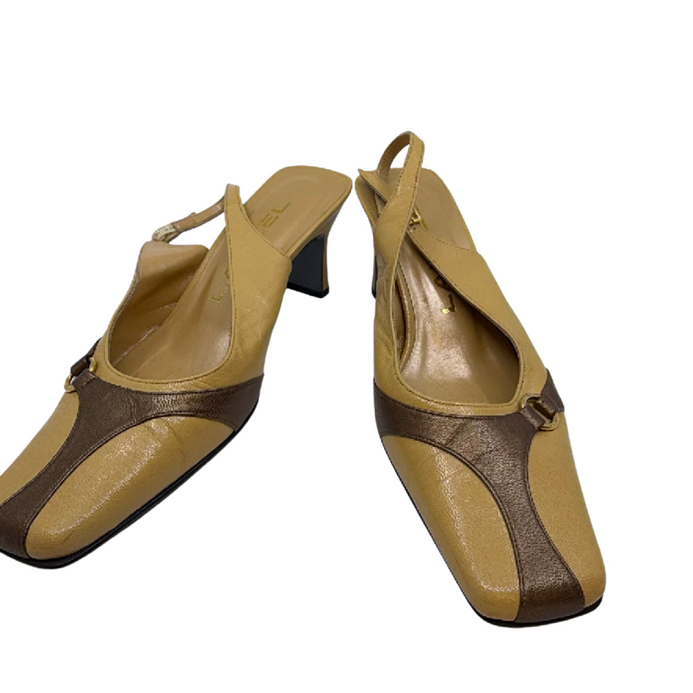Lancel Slingback Pump Beige Leather JP 23